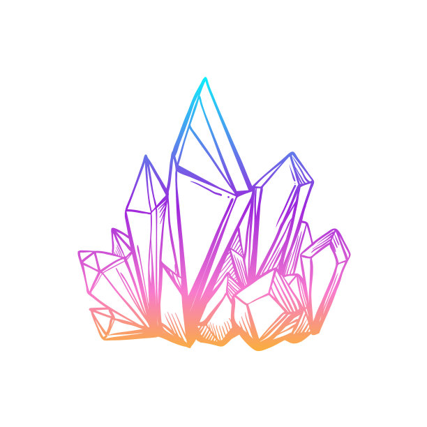 手绘水晶宝石孤立在白色图片下载