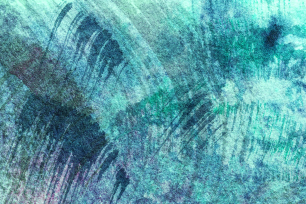 抽象艺术背景为浅蓝色和绿松石色。水彩画在画布上与天蓝色柔和的梯度。图片下载