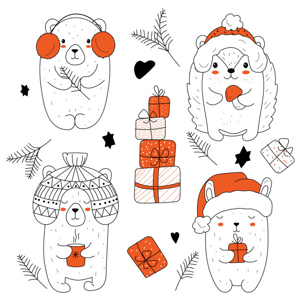 孩子们在海报上涂鸦收集可爱的动物图片下载