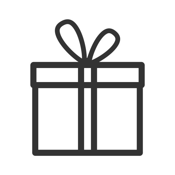 带丝带线条的礼品盒轮廓标志图片下载