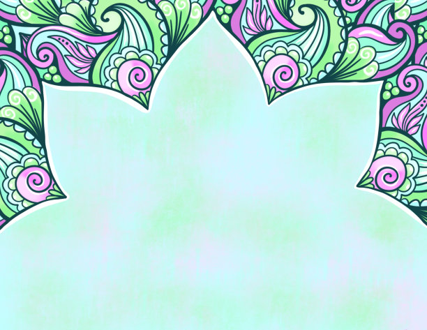 五彩曼陀罗框架模板邀请，旗帜，婚礼设计图片下载