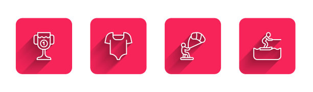 设置线奖杯泳衣风筝冲浪和图片下载