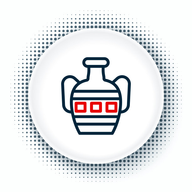 白色背景上的古老双耳细颈瓶线条图标图片下载