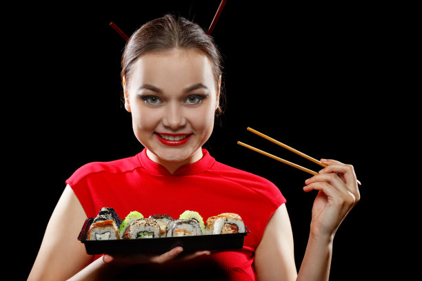 女人,寿司图片下载