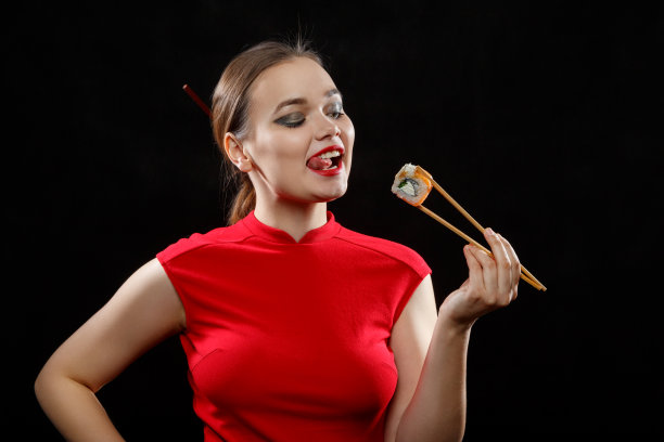 女人,寿司图片下载