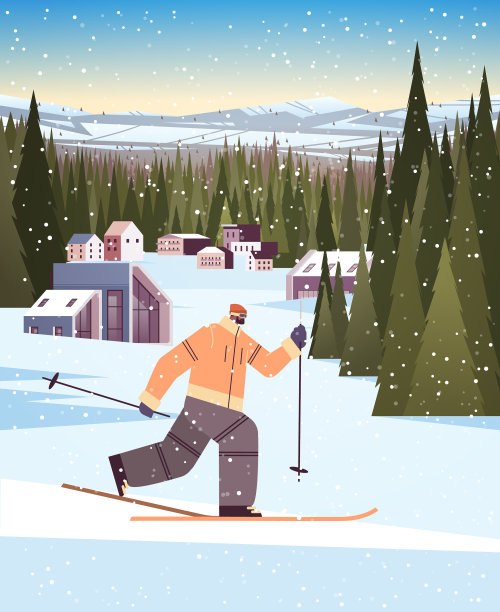 滑雪男子滑下运动员滑雪做图片下载