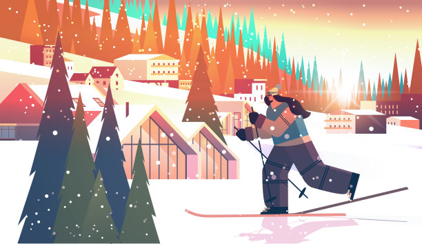 滑雪女子滑下运动员滑雪做图片下载