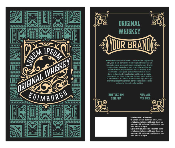 旧框架的威士忌标签图片下载