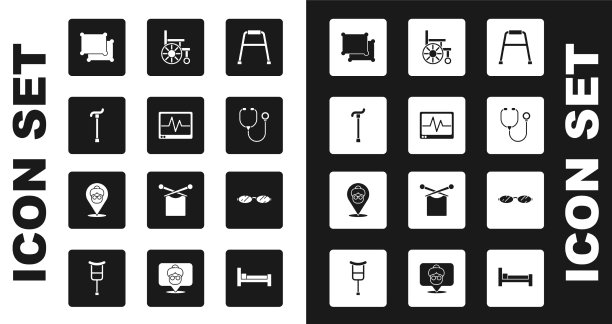 设置步行监护仪配心电图手杖图片下载