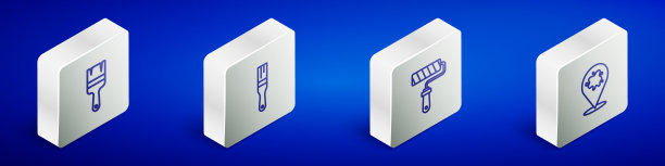 设置等距线涂料刷辊和喷涂图片下载