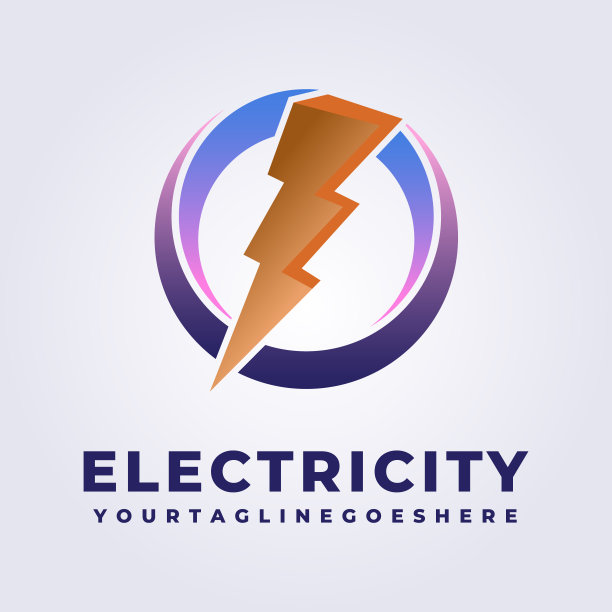 双闪电伏特三维环红蓝色图标矢量插图设计图片下载