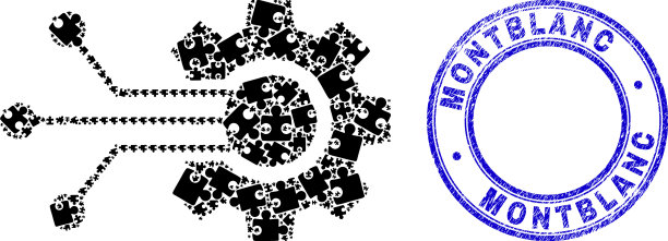 蓝色刮痕万宝龙邮票和智能齿轮图片下载