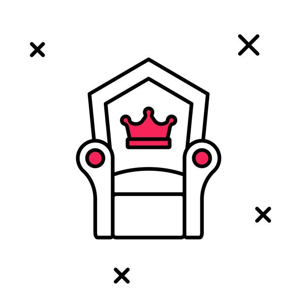 布满轮廓的中世纪王座icon孤立于上图片下载