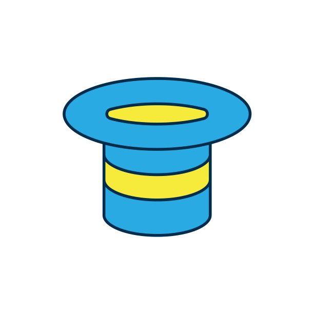 填充轮廓魔法帽子图标孤立在白色图片下载