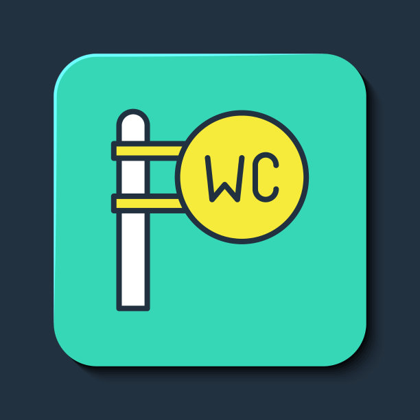 填充轮廓厕所图标孤立在蓝色图片下载