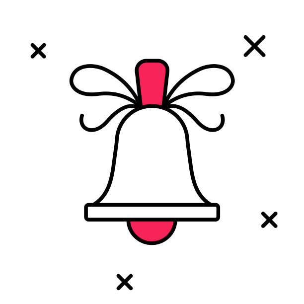 充满圣诞快乐钟声的轮廓图标图片下载