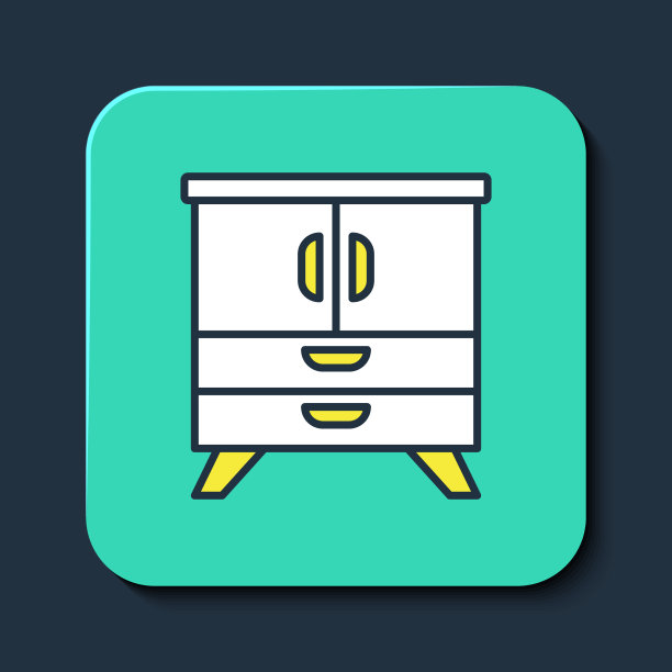 填充轮廓柜抽屉图标孤立上图片下载