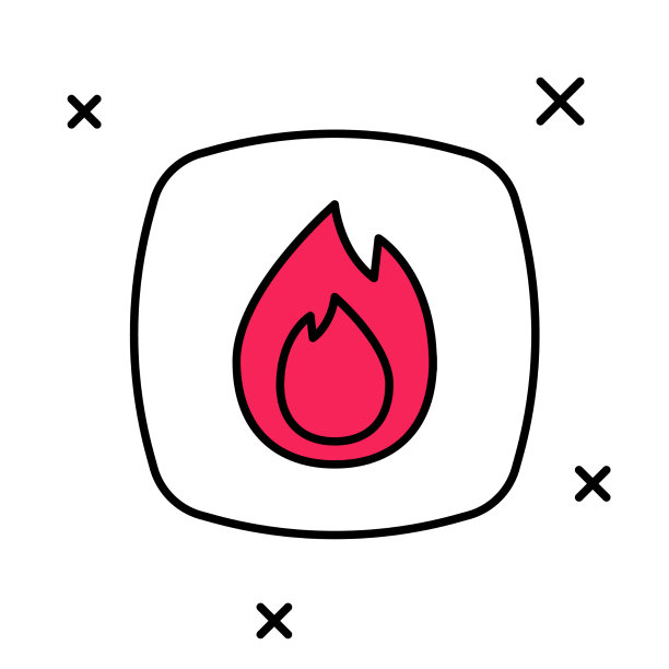 填充轮廓火火焰图标孤立在白色图片下载