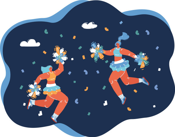 插图跳跃啦啦队在黑暗图片下载