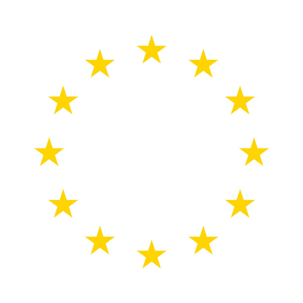 星形图标在圆形黄色的欧洲标志上图片下载
