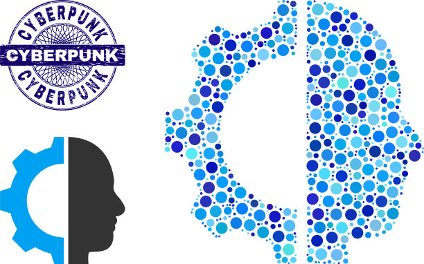 划了赛博朋克的圆形断头台印章图片下载