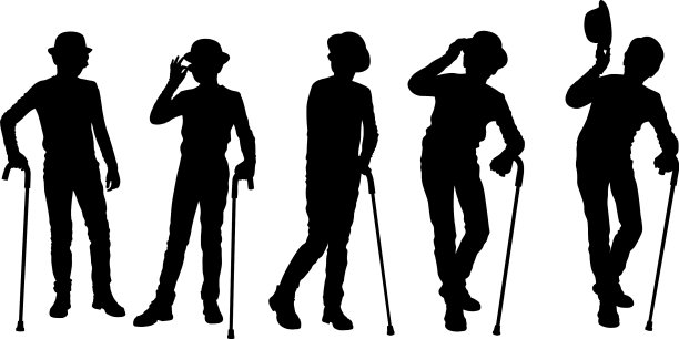 一个年轻人的黑白剪影在哈图片下载