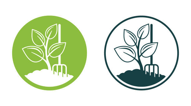 有机肥料图标与地面和发芽图片下载