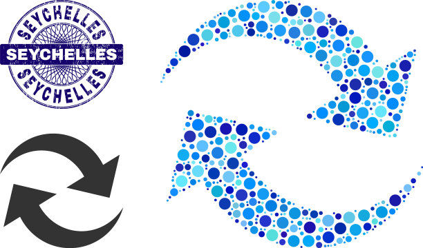 纹理塞舌尔圆图章和图片下载