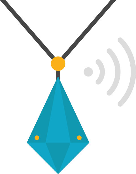 救生项链概念，智能珠宝矢量彩色图标设计，可穿戴技术符号，个人物联网标志，科技服装股票插图图片下载