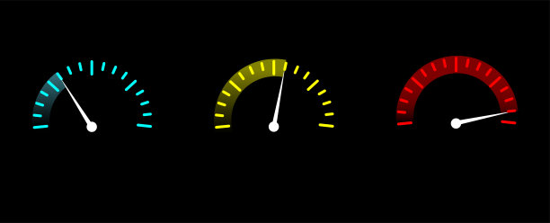 速度ââ测量拨号和仪表盘的汽车。速度控制和测量的仪表和图标的插图。功率箭头和速度测量。向量图片下载