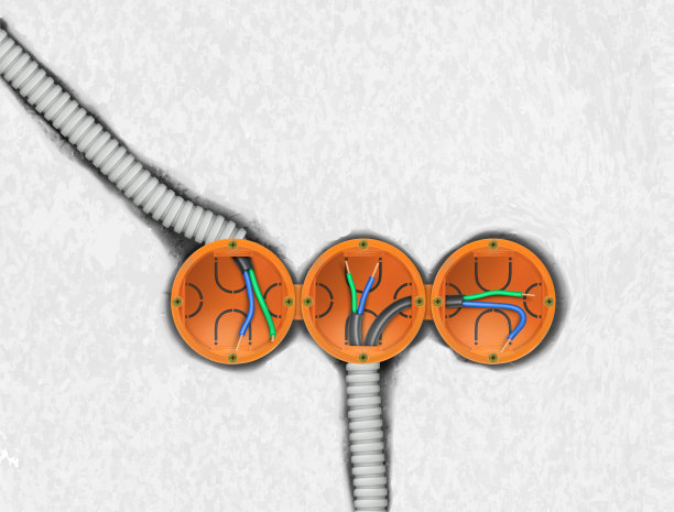 带电线插座的安装盒。矢量图图片下载