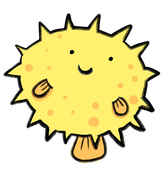 河豚鱼海洋海底动物卡通手绘涂鸦插画艺术图片下载