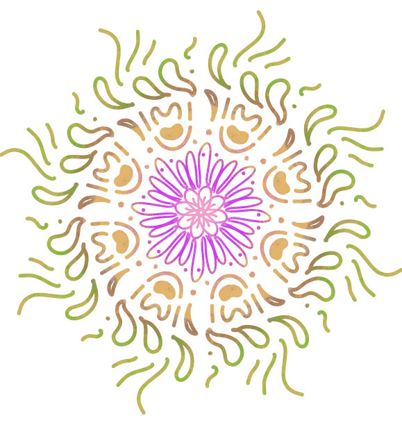 曼荼罗图案装饰手绘插图对称冥想图片下载