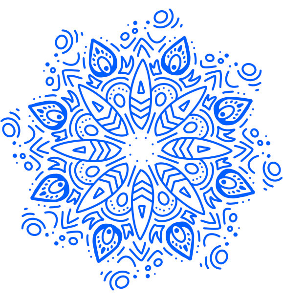曼荼罗图案装饰手绘插图对称冥想图片下载