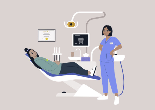 牙医的椅子和工具，带有x光图像的显示器，钻子和口腔柜中的其他器械图片下载