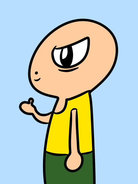 蓝色背景的可爱男人卡通图片下载