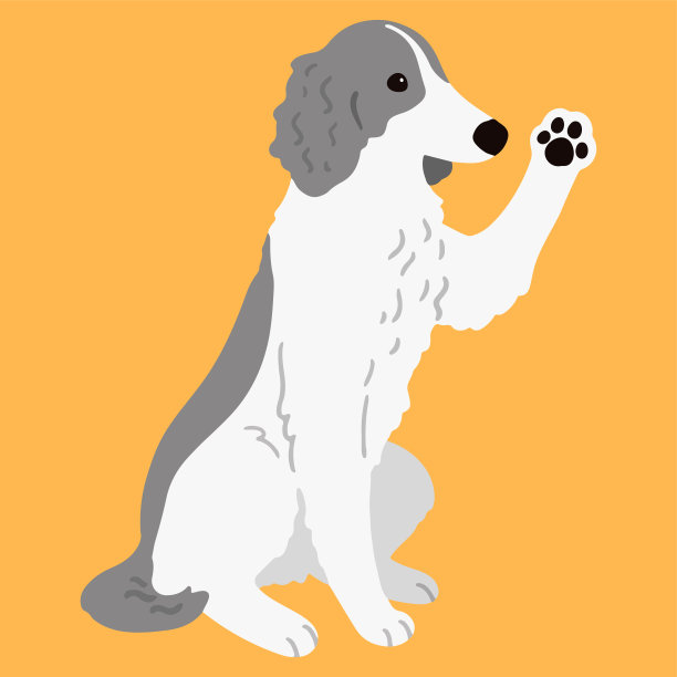 可爱和简单的插图猎狼狗挥舞手平彩色图片下载