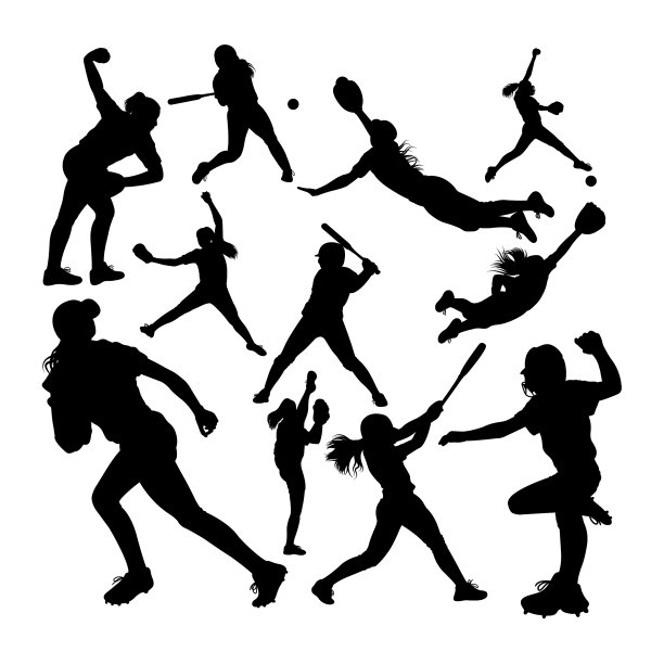 垒球运动员剪影图片下载