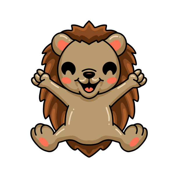 可爱的卡通小刺猬举手了图片下载