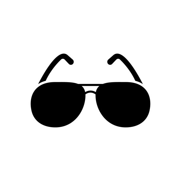 夏季海滩黑色太阳眼镜剪影图标。复古时尚深色太阳镜反射太阳射线象形文字。优雅时尚视眼眼镜平面符号。孤立的矢量图图片下载