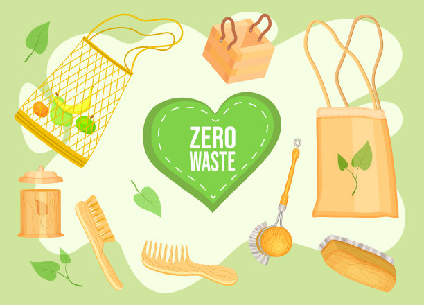 “零浪费”集合。生态理念，无垃圾生活。一套可重复使用的物品或生态使用的东西图片下载