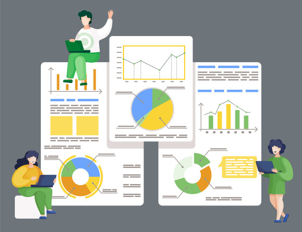 团队合作概念，协作和讨论图形业务报告与图表和图形图片下载