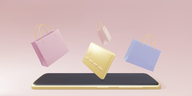 3D网上购物概念通过电话与信用卡。在线支付的概念。矢量插图。图片下载