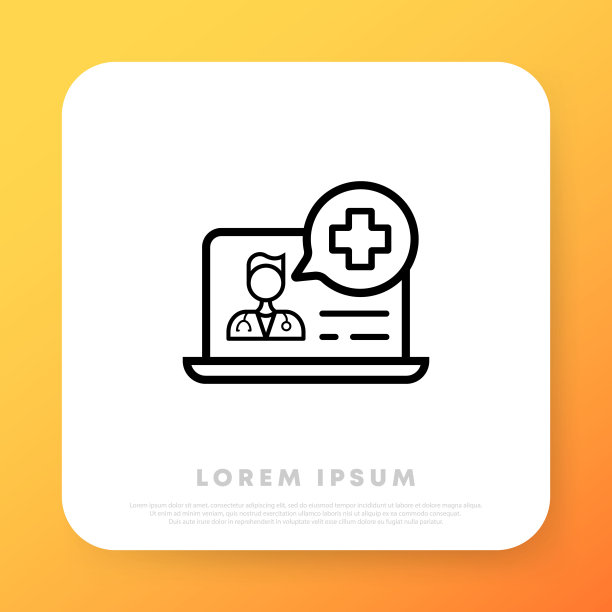 在线医生咨询线图标。在线医疗服务。卫生保健的概念。医疗在线诊断。矢量线图标的业务和广告图片下载