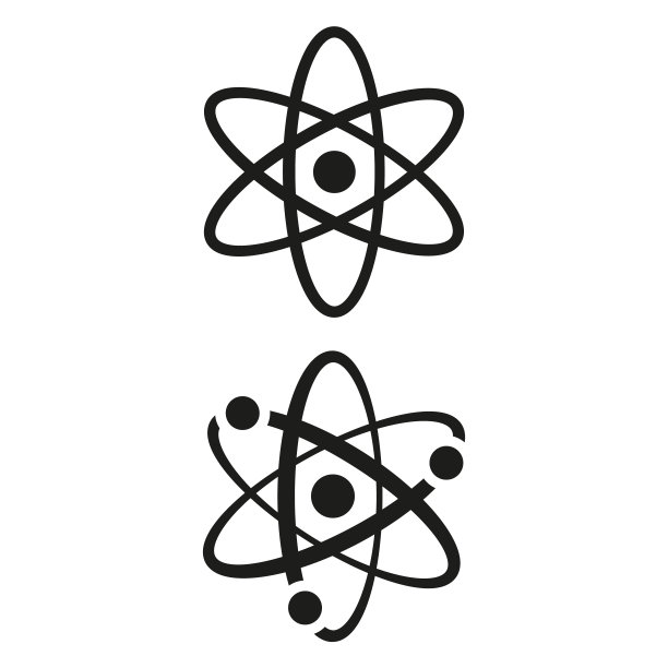 白色背景的原子图标。图片下载