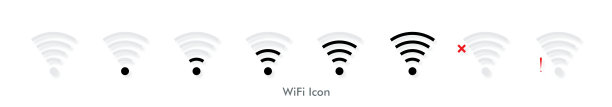 Wifi符号图标的设置。信号强度设计向量图片下载