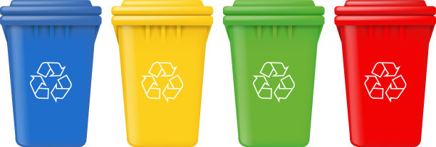 垃圾桶设置孤立的白色背景图片下载