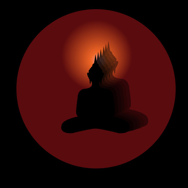 佛祖剪影以黑色为背景图片下载