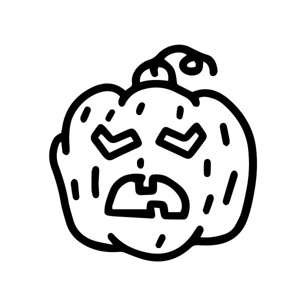 邪恶南瓜灯笼线涂鸦简单图片下载