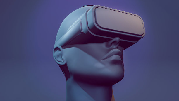 3D渲染的未来人物与虚拟现实眼镜抬头图片下载